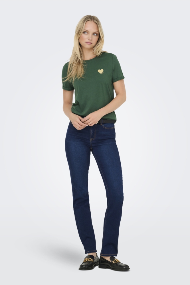 ONLKITA LIFE S/S TOP NOOS 15244714 PINENEEDLE/GOLD GLITT
